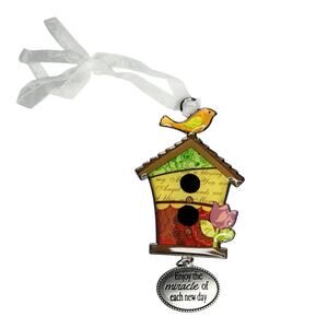 Ganz Birdhouse Ornament Hanging Bird Garden Decor Enjoy Miracle Of Each New Day